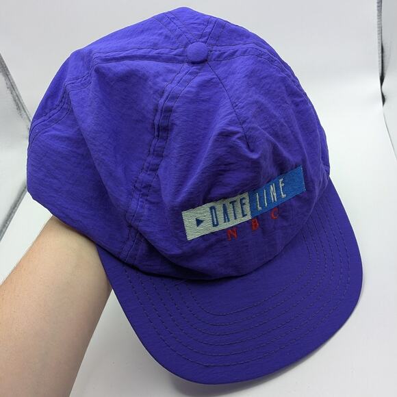 Vintage 90s Purple Dateline NBC Snapback Cap Windbreaker Style TV Network USA - Picture 7 of 10